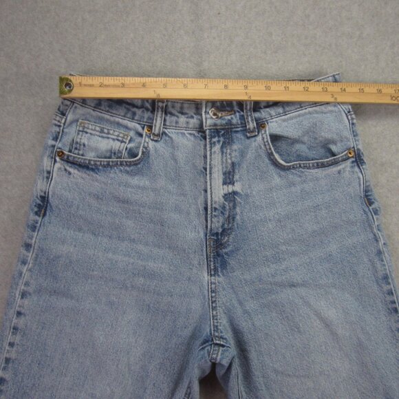 H&M Jeans Womens Size 8 Blue High Rise Wide Leg Raw Hem - Picture 4 of 13